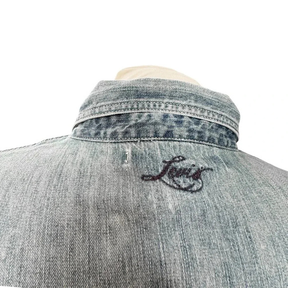 Levi’s || Western Pearl Snaps Plaid Bow Denim Long Sleeve Shirt XS - Picture 7 of 7